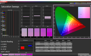 CalMAN: Saturación de color - espacio de color objetivo sRGB