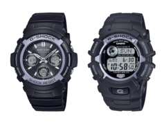 Los relojes Fire Package 2025 de Casio, el AWG-M100FP-1A2 (izquierda) y el GW-2320FP-1A2 (derecha). (Fuente de la imagen: Casio)