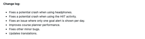 Las notas de la versión beta 16.37 de Garmin