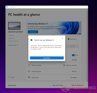 La aplicación PC Health Check de Microsoft no proporciona ningún detalle sobre por qué un PC puede o no puede ejecutar Windows 11. (Fuente de la imagen: NotebookCheck)