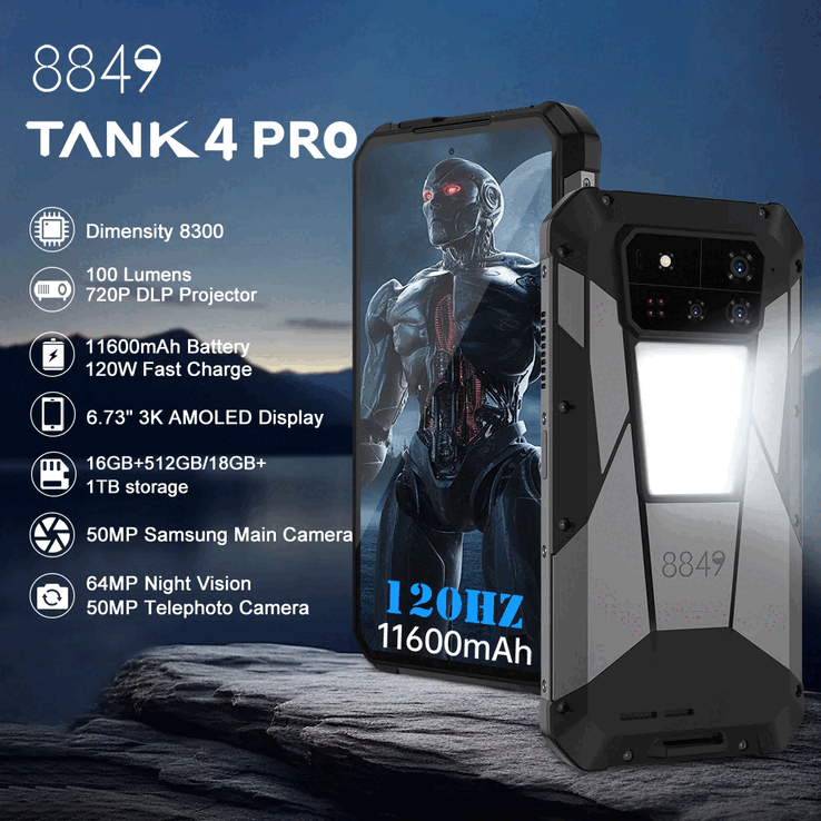 Características principales del smartphone robusto 8849 Tank 4 Pro (Fuente de la imagen: 8849)