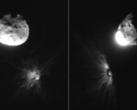 Fotos tomadas por el LICIACube italiano del asteroide tras el impacto (Fuente de las imágenes: NASA, ASI y Universidad de Maryland; recortadas)