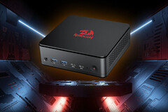 Mini PC Redragon MPC745 sobre un fondo futurista