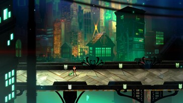 Una imagen que muestra la ciudad de Cloudbank en Transistor.