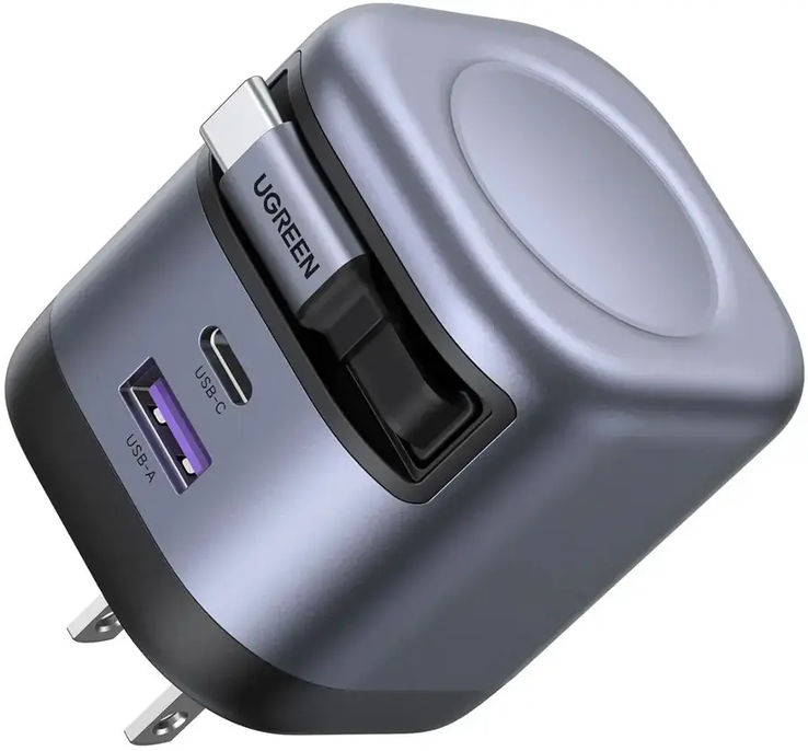 El cargador Ugreen Nexode 45W USB-C con cable retráctil. (Fuente de la imagen: Ugreen)
