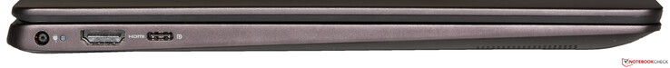 Lado izquierdo: conector de alimentación, HDMI 1.4, USB 3.1 Gen1 Tipo C