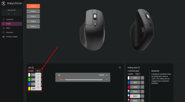 Por defecto, el Keychron M7 8K viene con seis niveles de PPP. (Fuente de la imagen: Keychron)