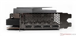 Puertos externos de la MSI Radeon RX 6950 XT Gaming X Trio 16G - 1x HDMI 2.1, 3x DisplayPort 1.4a