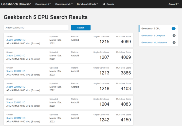 (Fuente de la imagen: Geekbench)