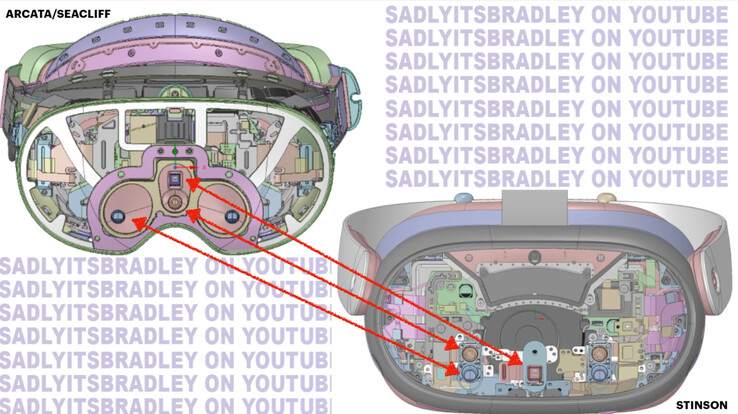 Renders CAD filtrados del Quest Pro y el Quest 3, de izquierda a derecha. (Fuente de la imagen: SadlyItsBradley)