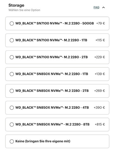 Precios de las SSD de Frameworks hasta ayer