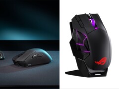 Ratones para juegos ROG Gladius IV Ace (izquierda) y ROG Spatha X 65K (derecha).