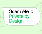 Bocadillo verde de WhatsApp con el texto «Alerta de estafa: Privacidad por diseño»