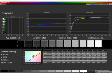 Escala de grises (modo Cine, temperatura de color ajustada, espacio de color DCI-P3)