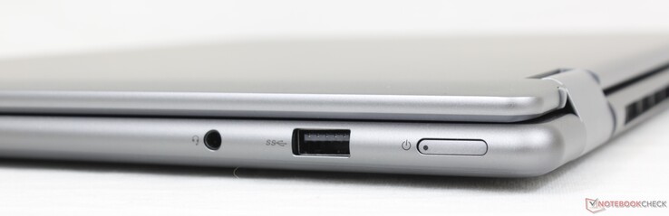 Derecha: auriculares de 3,5 mm, USB-A 3.2 Gen. 1, botón de encendido