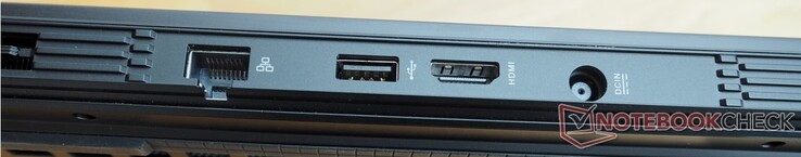 En la parte trasera: Ethernet RJ45, 1x USB-A 3.2 Gen 1, HDMI 2.0, puerto de alimentación