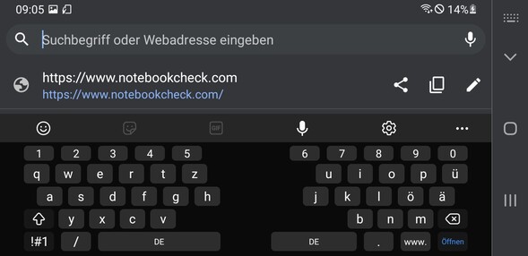 Teclado en modo apaisado