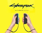 Cyberpunk 2077: Ultimate Edition logo above Switch 2 Joy-Cons (Image source: Nintendo of America with edits)
