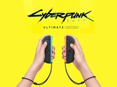 Cyberpunk 2077: Ultimate Edition logo above Switch 2 Joy-Cons (Image source: Nintendo of America with edits)