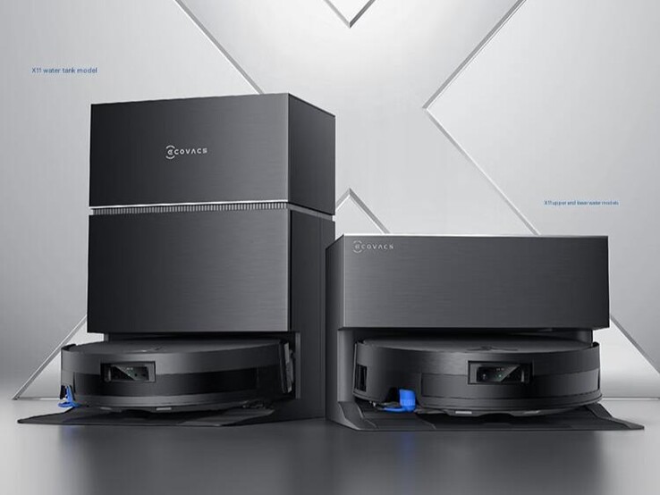 Las versiones con depósito de agua (izquierda) y con conexión de fontanería doméstica (derecha) del Ecovacs Deebot X11. (Fuente de la imagen: JD.com)
