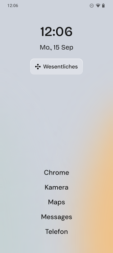 Pantalla de inicio en modo Momento
