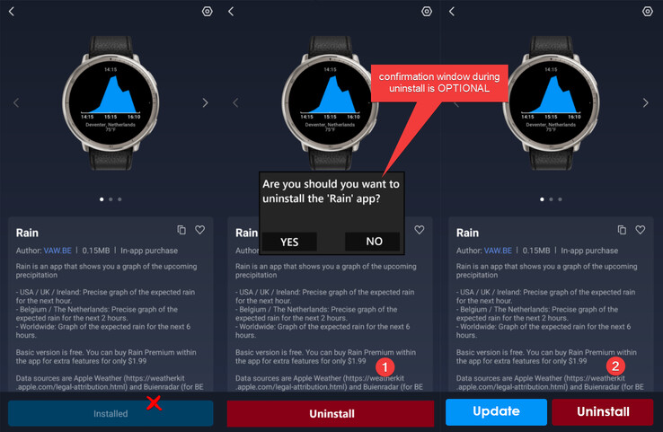 Maqueta de una posible nueva función de desinstalación de la aplicación Zepp Health. (Fuente de la imagen: Amazfit)