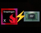 El Snapdragon X básico intercambia golpes con el Ryzen 7 8840U en Geekbench 6 multi-core. (Fuente de la imagen: AMD, Qualcomm, editado)