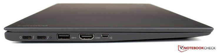 izquierda: 2x USB-C Gen. 2 (Thunderbolt 3), USB 3.0, HDMI, Mini-Ethernet