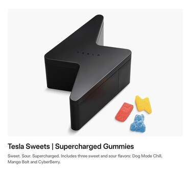 La caja de caramelos Tesla Supercharged Gummies.