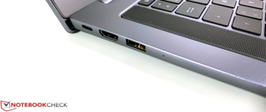 Izquierda: USB-C (carga, transferencia de datos y DisplayPort Alt), HDMI, USB-A (3.2 Gen 1)