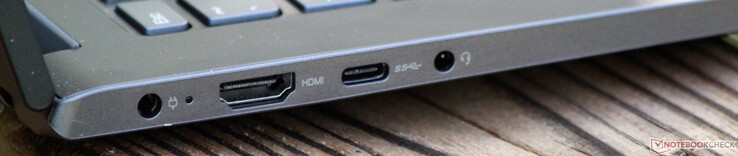 Izquierda: DC In, HDMI, USB 3.1 (Gen 1) Tipo C, auriculares