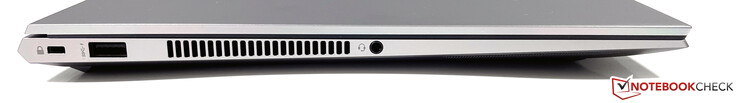 Lado izquierdo: Ranura para un candado de seguridad, USB-A (3.2 Gen.1), conector estéreo de 3,5 mm