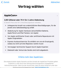 información sobre AppleCare+ del iPad mini