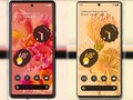 Los Pixel 6 y Pixel 6 Pro en Kinda Coral y Sorta Sunny, respectivamente. (Fuente de la imagen: @evleaks - editado)