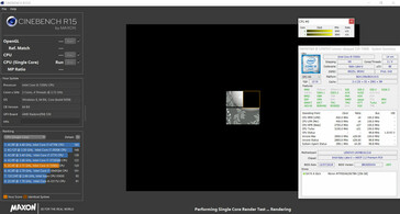 Información de CPU durante un Cinebench R15 Single 64-bit benchmark