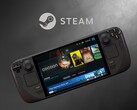 LCD del Steam Deck de Valve mostrado debajo del logotipo de Steam (Fuente de la imagen: Valve con ediciones)