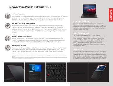 Especificaciones ThinkPad X1 Extreme G4