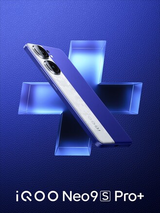 iQOO Neo9S Pro+ en la variante de piel vegana azul Buff (Fuente: iQOO)