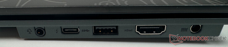 Derecha: 1x toma de audio de 3,5 mm, 1x Thunderbolt 4, 1x USB 3.2 Gen1 Tipo A, 1x DC IN