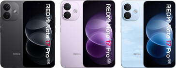 Vista frontal y opciones de color del Redmi Note 17 Pro 5G
