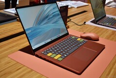 Lenovo IdeaPad Vibe 14 en color «Radiant Coral» con teclas de colores personalizados.