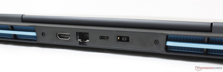 Parte trasera: HDMI 2.0, Gigabit RJ-45, USB-C 3.2 Gen. 2 con Power Delivery 3.0 + DisplayPort 1.4, adaptador de CA