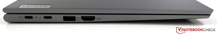 Izquierda: 2x Thunderbolt 4 (40 Gbps, DisplayPort Alt-Mode 1.4, Power Delivery 3.0), USB-A (3.2 Gen.1), HDMI 2.0