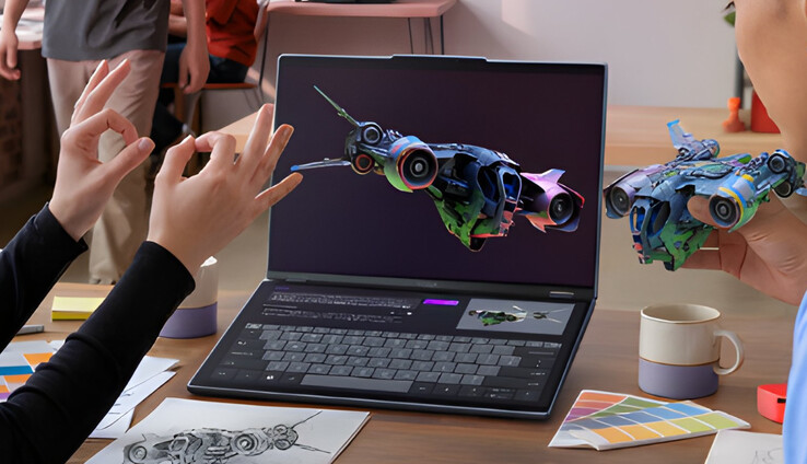 Una representación generada por IA del Yoga Book Pro 3D.