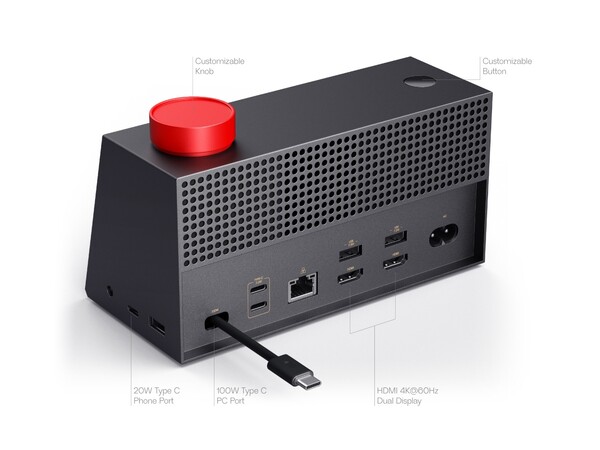 El Lenovo AI Work Companion Concept cuenta con una serie de puertos en la parte trasera y en el lateral derecho.