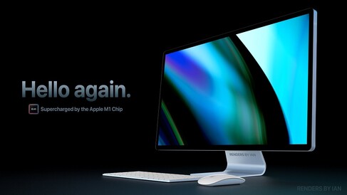 Render del concepto de iMac M1. (Fuente de la imagen: @RendersbyIan)