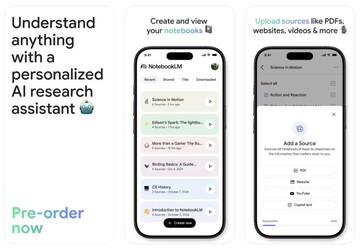 La aplicación NotebookLM estará disponible para iPhones, iPads y dispositivos Android. (Fuente de la imagen: Google)