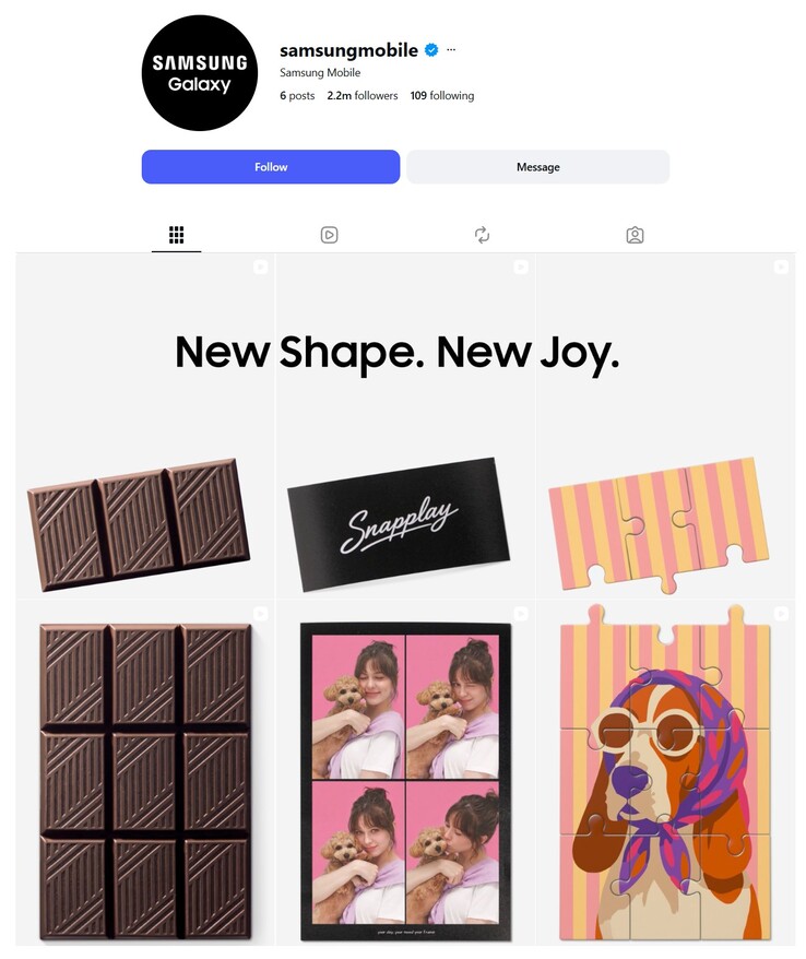 En la cuenta de Instagram de Samsung Mobile, las publicaciones antiguas están siendo sustituidas por la nueva campaña promocional.