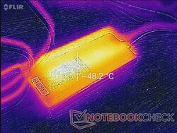 El adaptador de CA de 130 W puede ser de casi 50 C cuando está sometido a grandes cargas.