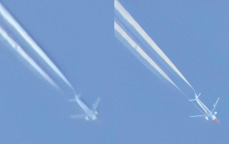 Un avión con zoom 100x en el Pixel 10 Pro a la izquierda, la versión optimizada con zoom Pro Res a la derecha (Fuente de la imagen: Cnet)
